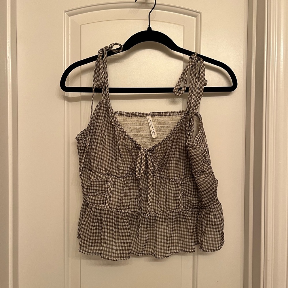 American Eagle Brown Checkered Tank